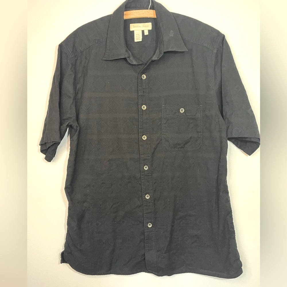 Territory Ahead Men's Black Cotton Short Sleeve Button-down Shirt Size L